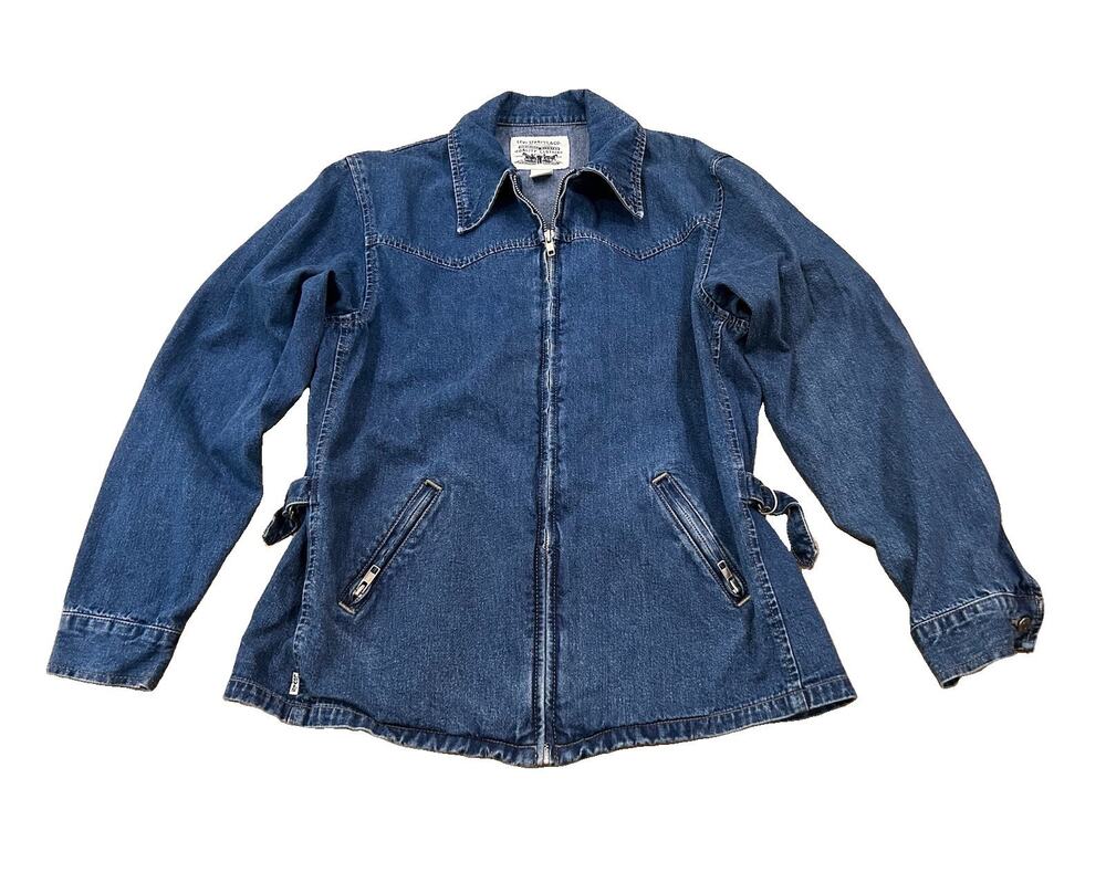 Vintage Levi’s Denim Jacket Back Belted Western Trucker Women’s Medium -